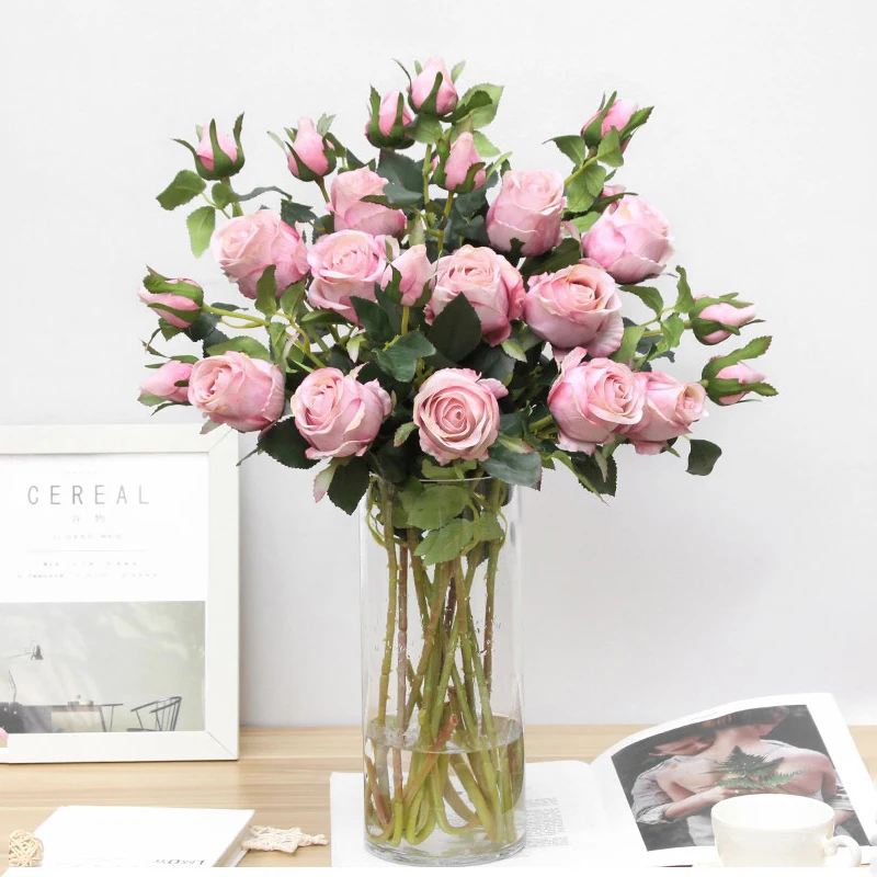 JAROWN Artificial Flowers Silk Rose Continental Retro Fake Flower Home Decoration Wedding DIY Decoration Flores