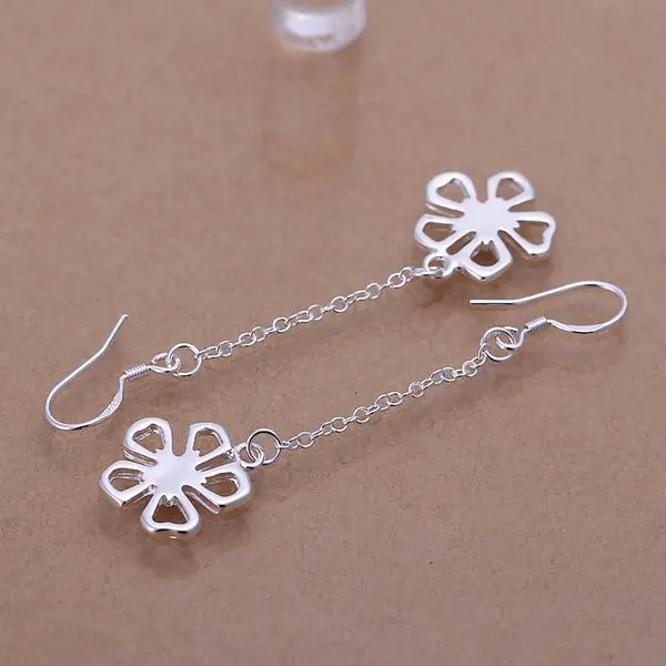 

Wholesale High Quality Jewelry silver plated Fashion Flower Earrings for Women best gift SMTE089