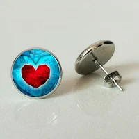 heart shaped bright stud earrings unique hand made convex round stud earrings ladies mens gift earrings