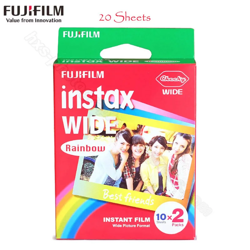 wide rainbow Fujifilm Instax Wide пленка глянцевая фотобумага белый/цвет радуги/монохромный для мгновенной съемки Fuji Polaroid Камера 300/200/210/100/500AF - Цвет: wide rainbow