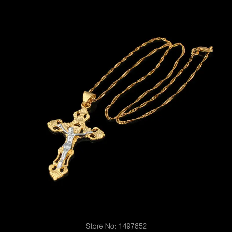 Подвеска Jesus Cross ожерелье для женщин и мужчин/золото модное распятие ювелирные