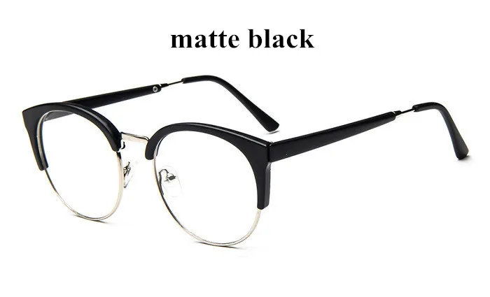 matte black Прозрачная модная круглая прозрачная оправа для очков, женские полуоправы, женские очки, украшения для очков с оптическими линзами - Цвет оправы: matte black