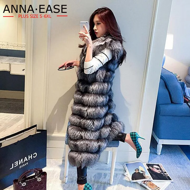 Женский удлиненный жилет из искусственного меха женский серебристого лисьего