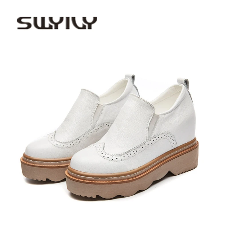 Кроссовки броги SWYIVY белые кроссовки из натуральной кожи на платформе