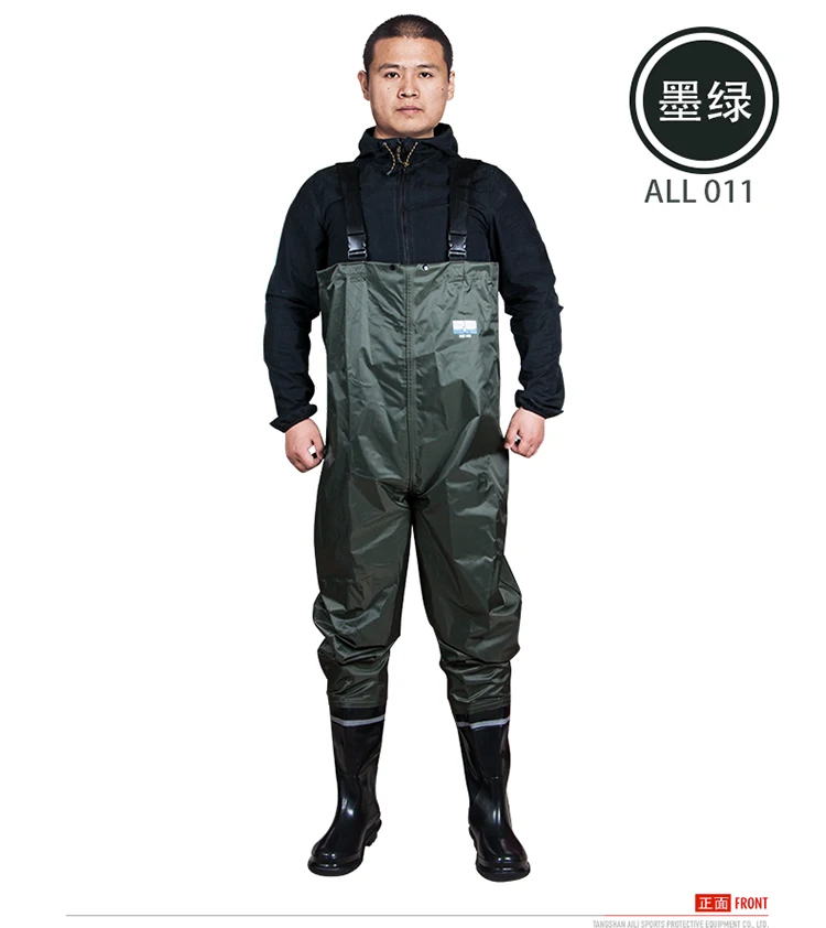 dark green Открытый обновленный Eu38-45 Водонепроницаемый Кемпинг болотные брюки анти-износ нейлон+ ПУ мужчины женщины Рыбалка Wader сапоги комбинезоны ремень брюки - Цвет: dark green