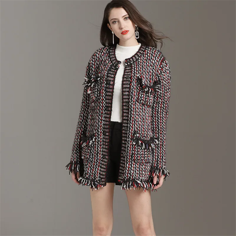 Высококачественная трикотажная куртка новинка 2019 модный вязаный свитер