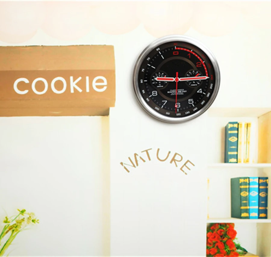 Современные металлические настенные часы с термометром и гигрометром