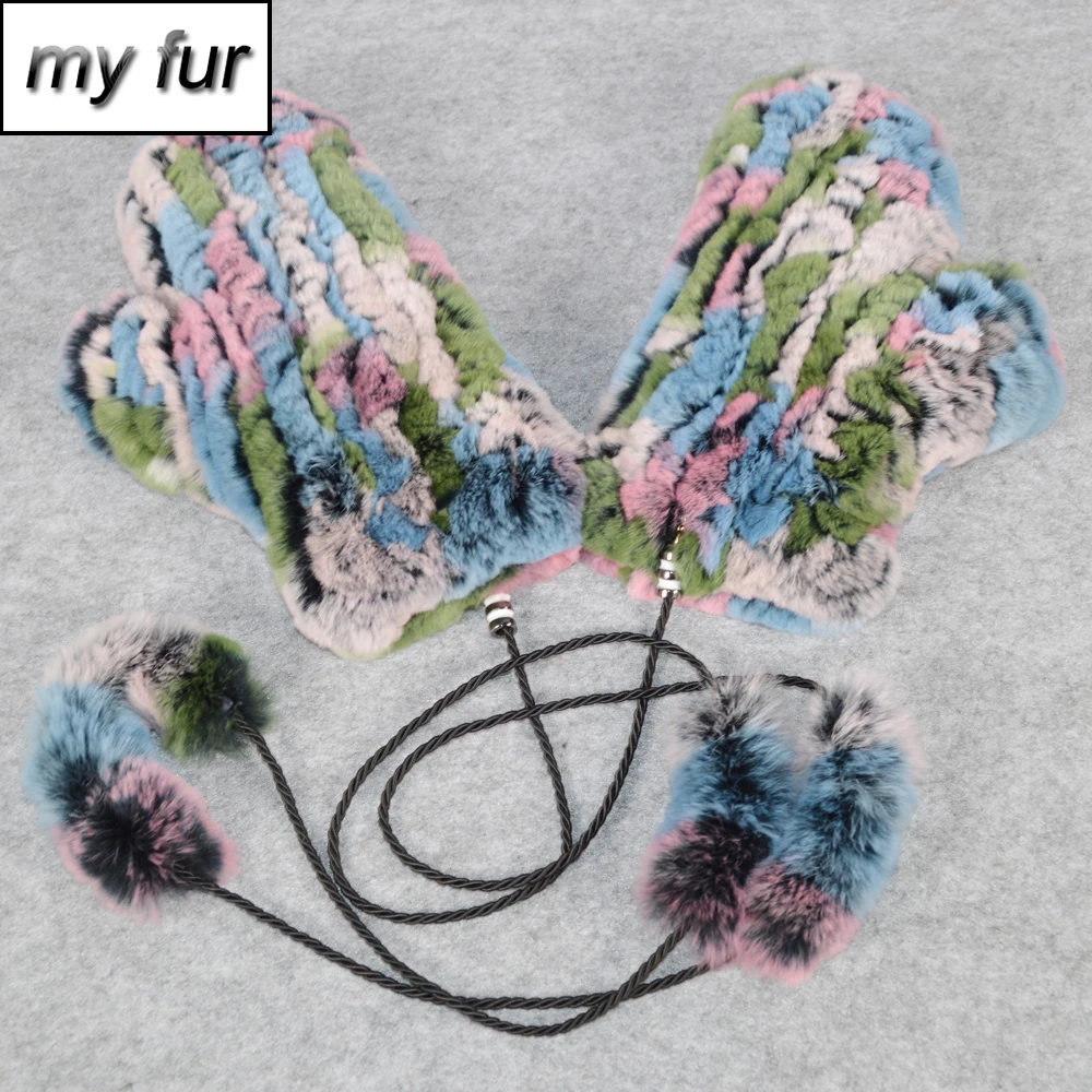 Горячая Распродажа зимние перчатки унисекс из натурального меха эластичные