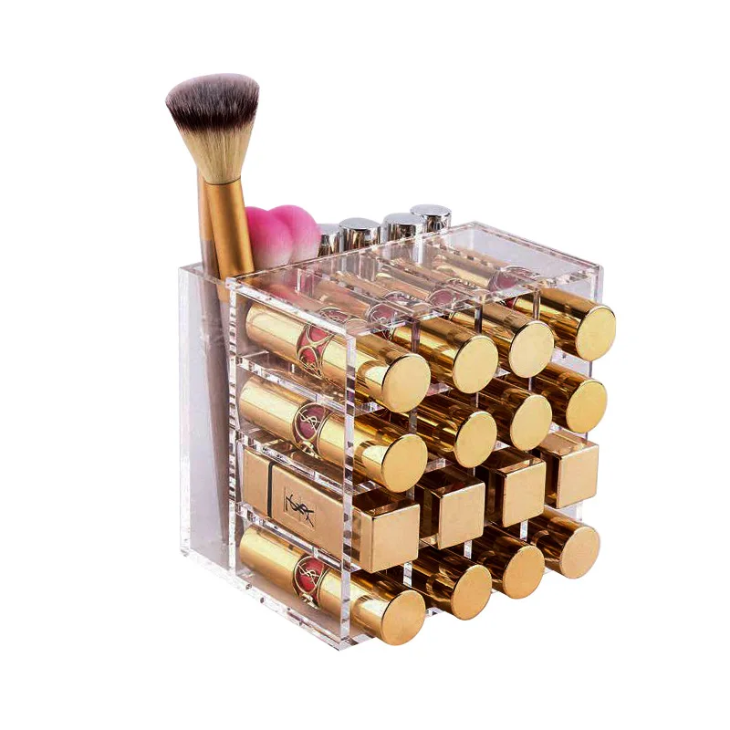 16 ячейная коробка для хранения помады прозрачная акриловая Пыленепроницаемая