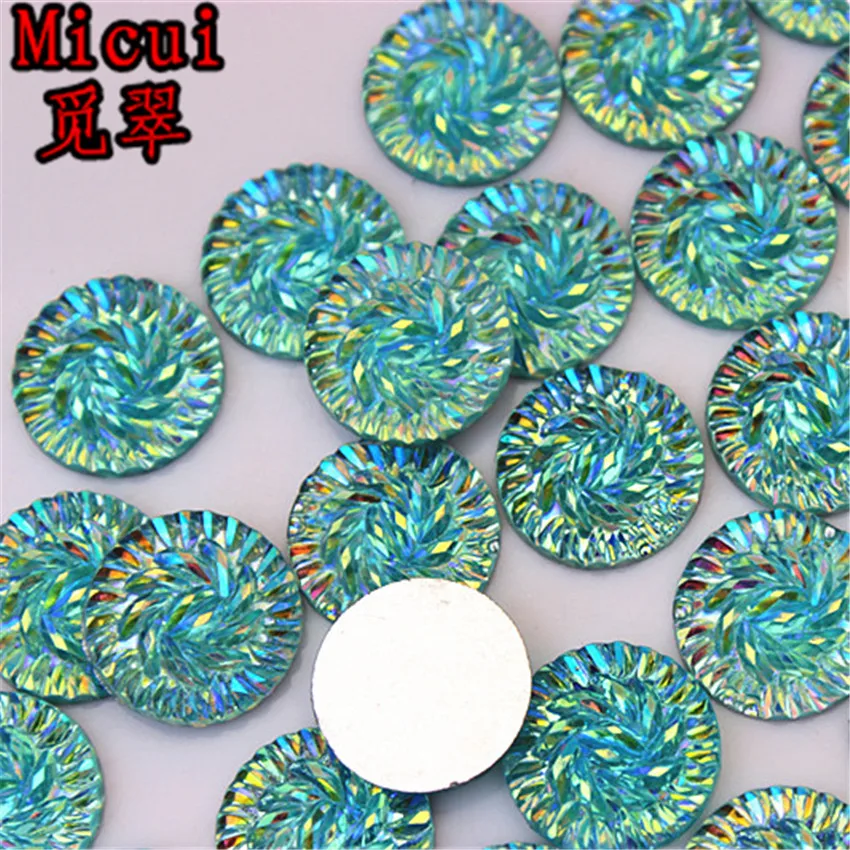 Micui 50pcs 14mm Round Shape Crystal AB Resin Rhinestone Flat Back Strass Non Hotfix Stones DIY Scrapbook Beads MC268 | Дом и сад