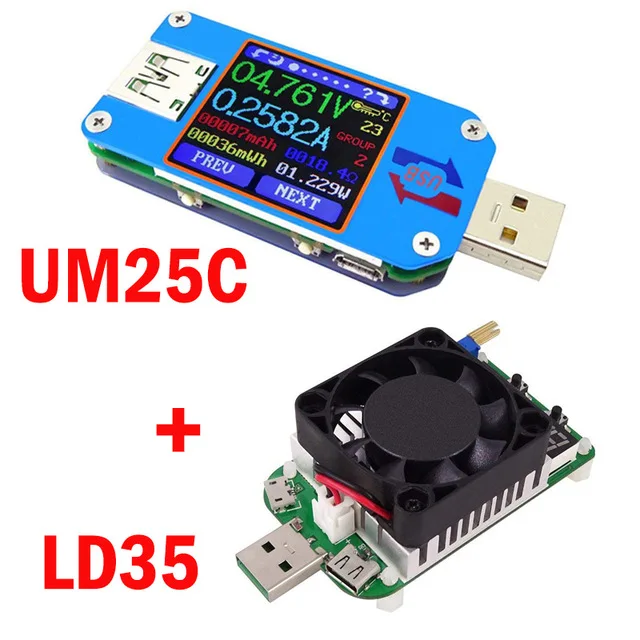 USB 2,0 Тип-C ЖК-дисплей Вольтметр Амперметр Напряжение измеритель тока, для батареи зарядки измерения UM25 UM25C для приложений с 35 Вт LD35 HD35 нагрузки - Цвет: UM25C LD35