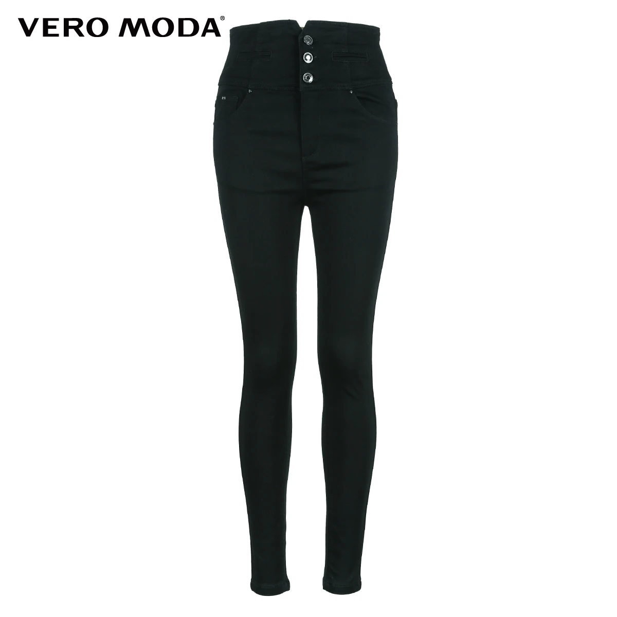 Vero Moda новые женские декоративные пуговицы Высокая талия стрейч облегающие укороченные джинсы | 318349518