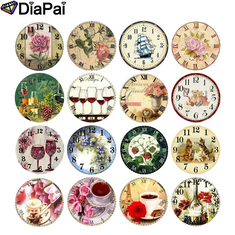 

DIAPAI Full Square/Round Drill 5D DIY Diamond Painting "Flower and bird clock" 3D Embroidery Cross Stitch 5D Decor Gift