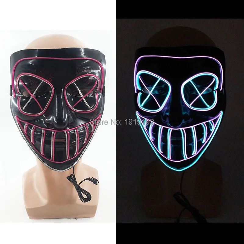 Новый стиль Эль маска жуткая светящаяся для вечевечерние на Хэллоуин от 3 В