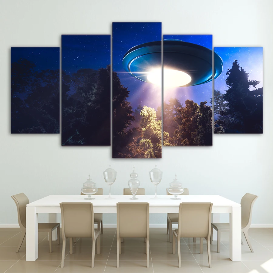 Дропшиппинг HD печать 5 шт Холст Искусство НЛО инопланетянин картина настенные