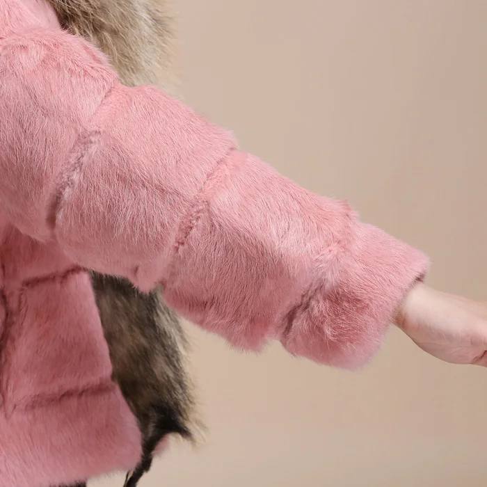 Женское пальто из кроличьего меха с длинным рукавом верхняя одежда воротником