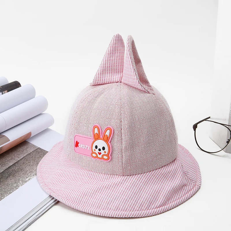 2019 Children's basin cap Spring and summer new boy sunshade hat girl cute cartoon rabbit baby fisherman kids beanies | Детская
