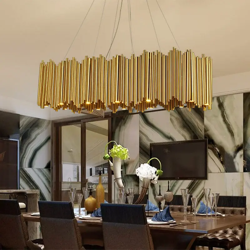 Современная квадратная люстра Золотая Подвесная лампа роскошный креативный