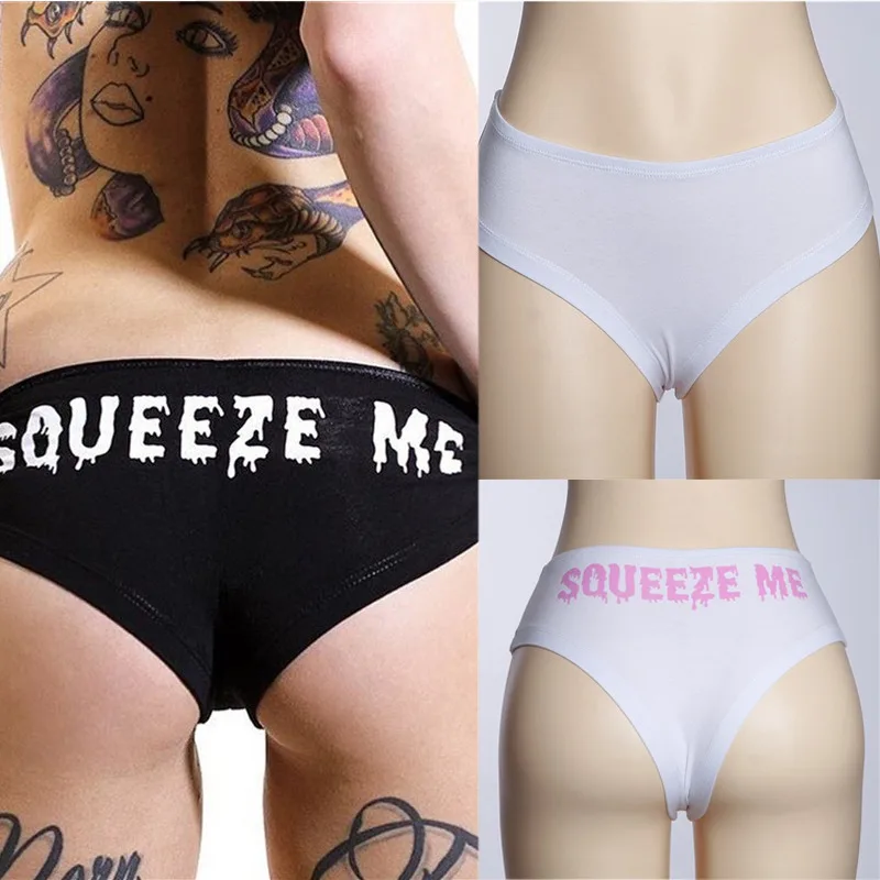 Women Briefs Sexy Letter Printing Lingerie Underwear Panties Black White Mid Rise 2 Color S-2XL | Женская одежда