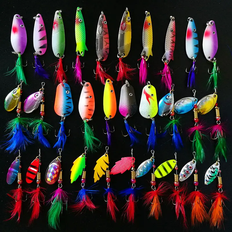Спиннер 30 шт./лот 3 13 г рыболовная приманка ложка с перьями металлические жесткие