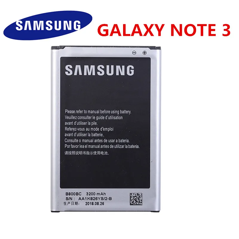 Оригинальная батарея samsung B800BE B800BC для samsung GALAXY NOTE 3 Note3 N9006 N9005 N900 N9009 N9008 N9002 NFC 3200 мАч Аутентичные