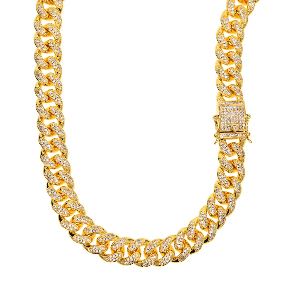 Мужское колье чокер в стиле хип хоп 13 мм массивное ожерелье из кубического