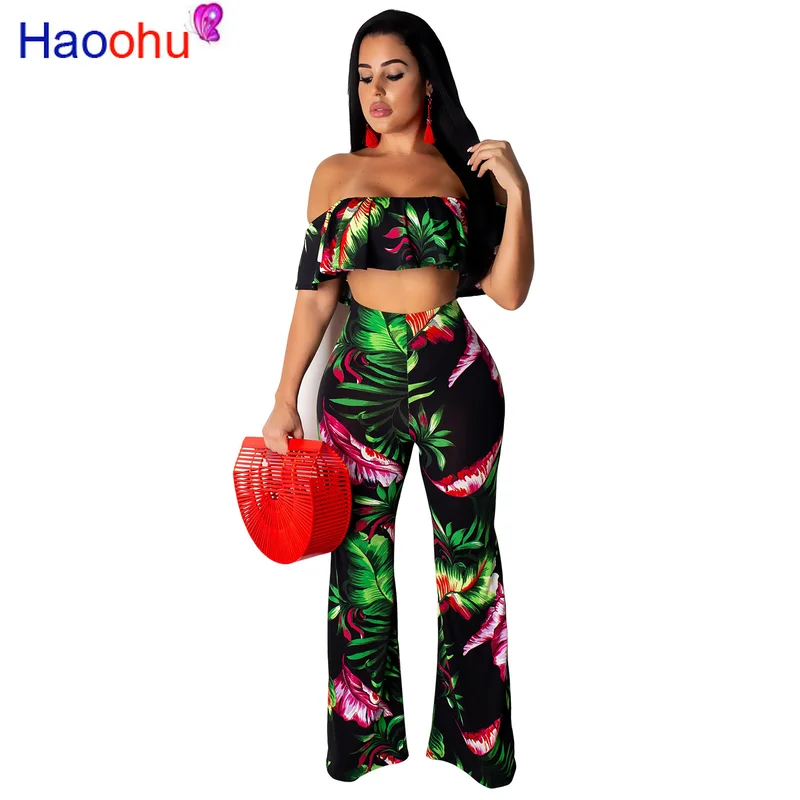 Сексуальный спортивный костюм с цветочным принтом из 2 предметов женская одежда