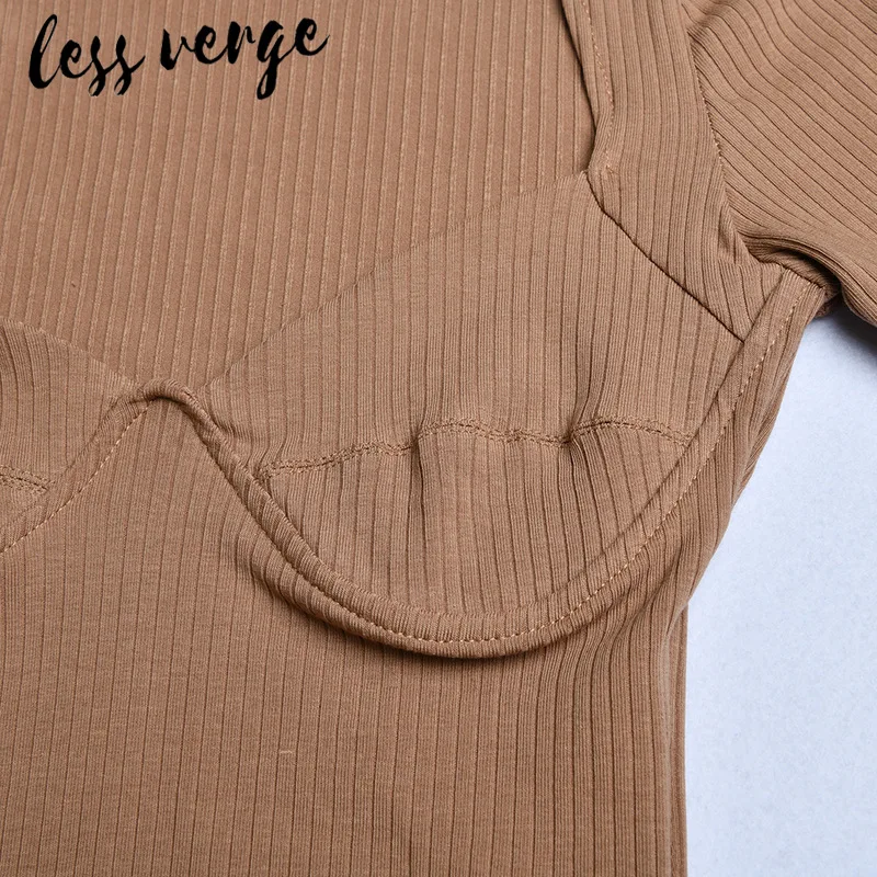 Lessverge цельный трикотажный женский боди-топ, сексуальный черный боди с длинным рукавом, цельный Повседневный Белый облегающий короткий комбинезон, комбинезон