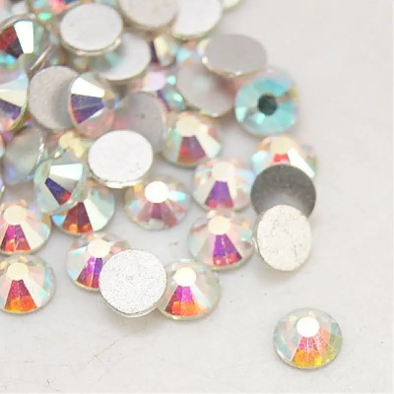 

1Bag 2.3~2.4mm Half Round Glass Flat Back Rhinestone Grade A Back Plated Faceted Crystal AB For Jewelry Making