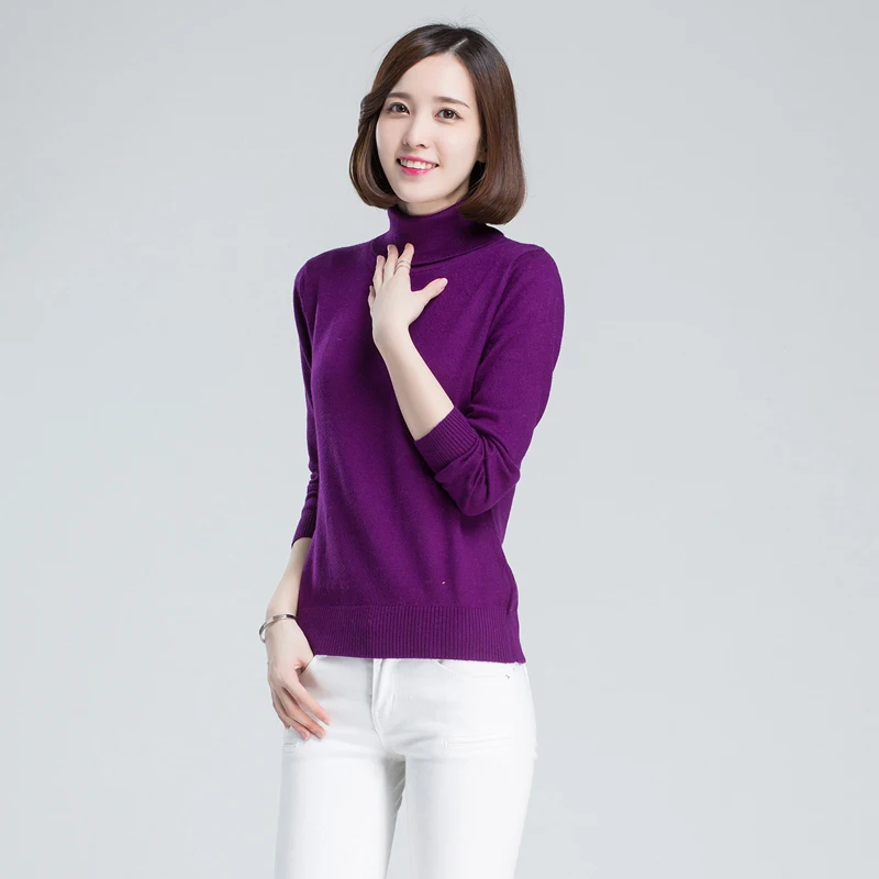 High-quality female cashmere sweater high collar simple lady knitwear comfort a clothes | Женская одежда