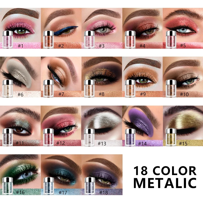 18 видов цветов Тени для век с металлическим блеском свободная пудра мерцающие