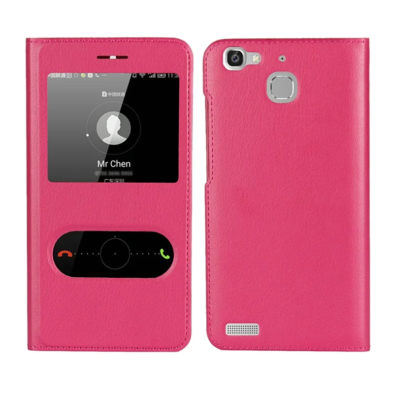 Чехол для huawei GR3 GR 3 funda откидная крышка для huawei Enjoy 5S G8 mini TAG-L01 TAG-L21 с окошком PC кожаный жесткий чехол kimTHmall - Цвет: Hotpink