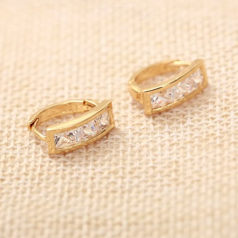Wholesale Wedding Jewelry Delicate Mini Hoop Earring Gold Color Luxury Crystal Design Female | Украшения и аксессуары