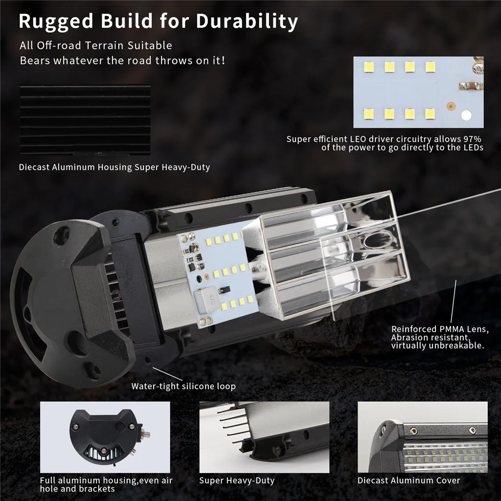 Car LED light 108W5in Combo Work Light Spotlight Off-road headlight DRL Driving Fog Lamp Truck Boat with mounting bracket | Автомобили и