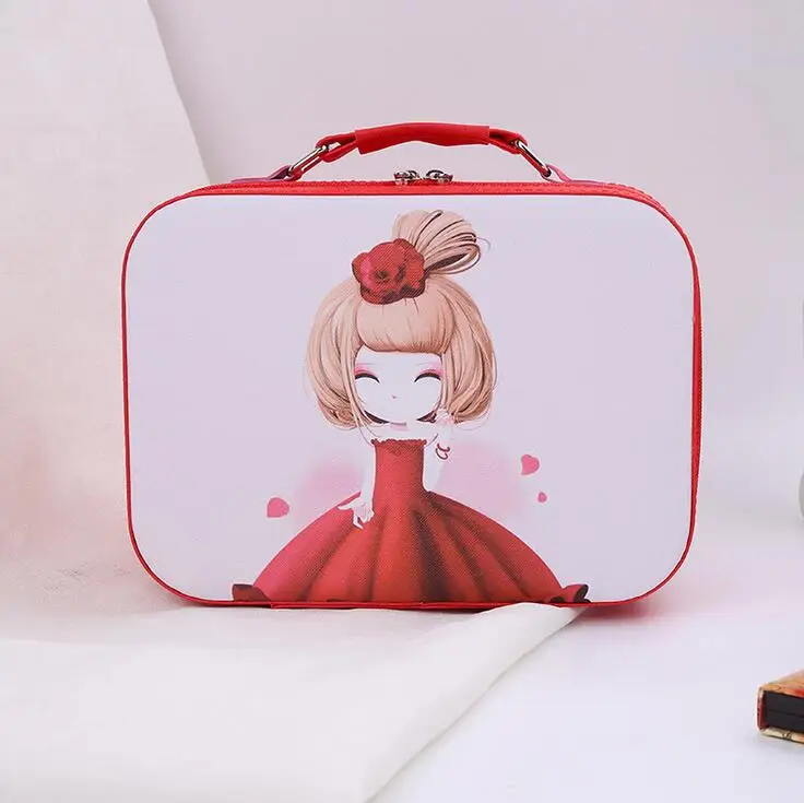 red Женская картонная профессиональная косметичка для макияжа, дорожный органайзер, чехол, необходимая Коробка Для Хранения Туалетных принадлежностей, портативный чехол для костюма, сумки SZ04 - Цвет: red