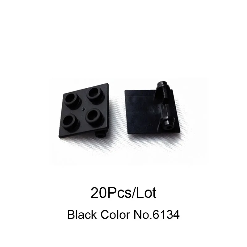 20Pcs Black 6134 20 шт./лот MOC кирпич части шарнир Кирпич 2x2 верхняя пластина тонкий шарнир кирпич 1x2 база совместима с 3937 6134 Дети DIY игрушки подарки - Цвет: 20Pcs Black 6134