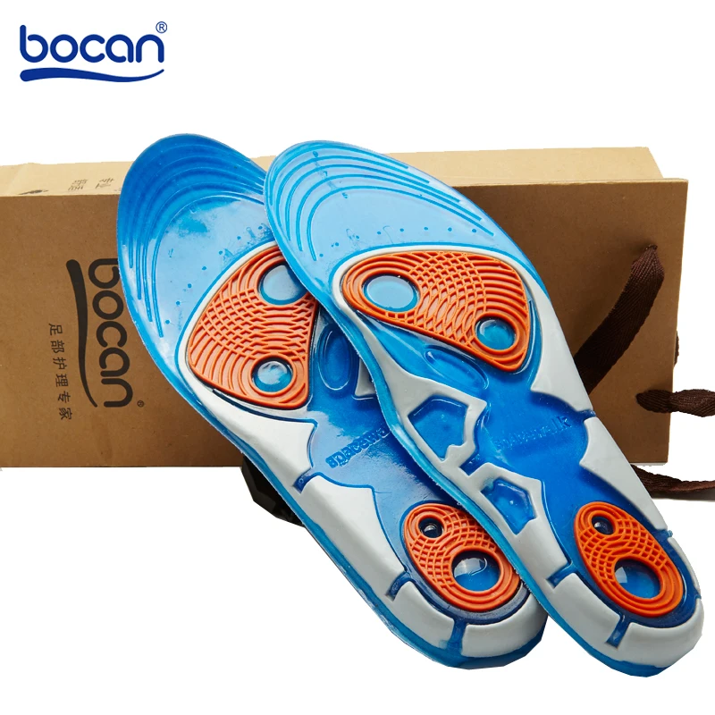 Bocan Silicon Gel Insoles High Quality Foot Care for Plantar Fasciitis Heel Spur Running Sport Insoles Shock Absorption Pads