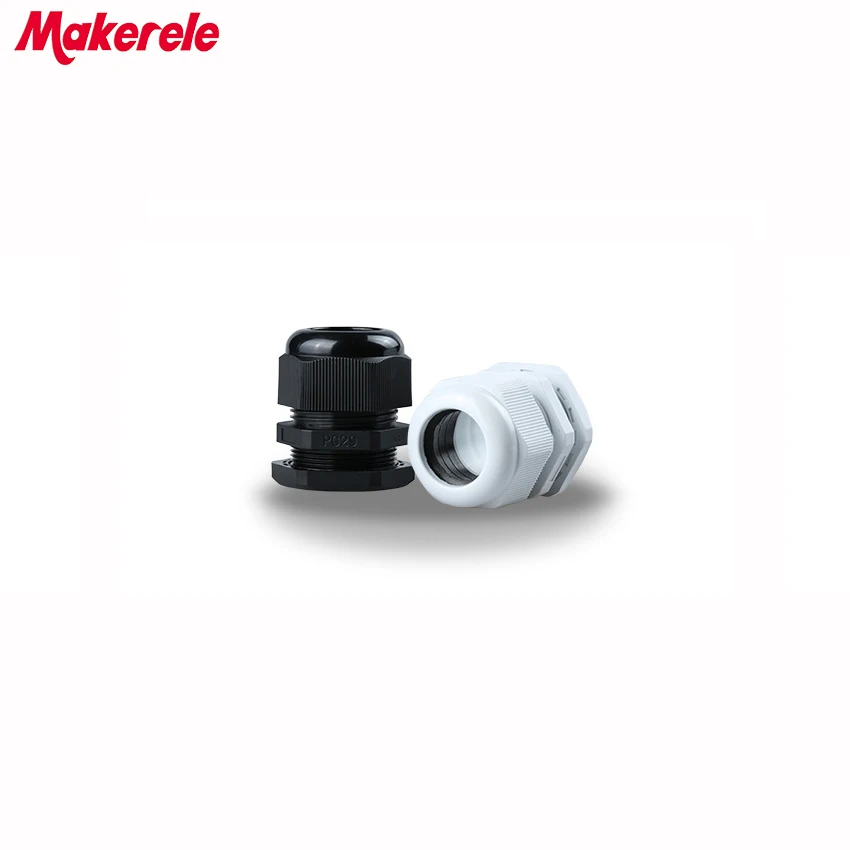 10pcs/lots PG29 Black/white Plastic Nylon Waterproof Cable Glands Joints IP68 cable connector for 18-25mm cable