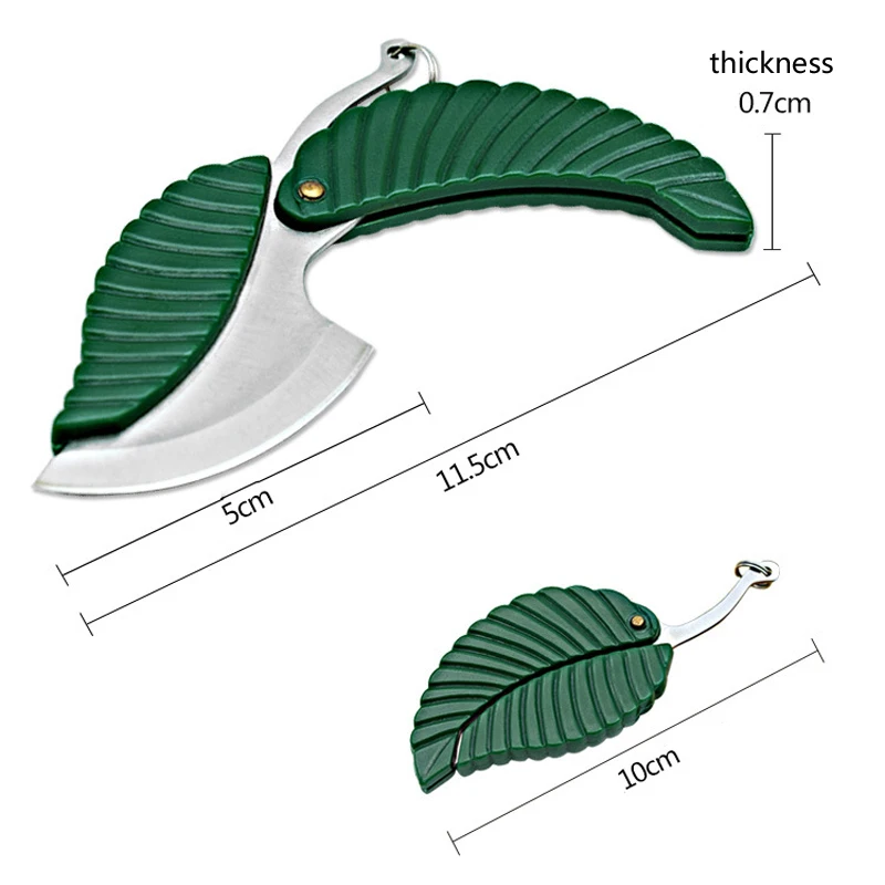 Портативный мини-нож с зелеными листьями Креативные аксессуары для ключей