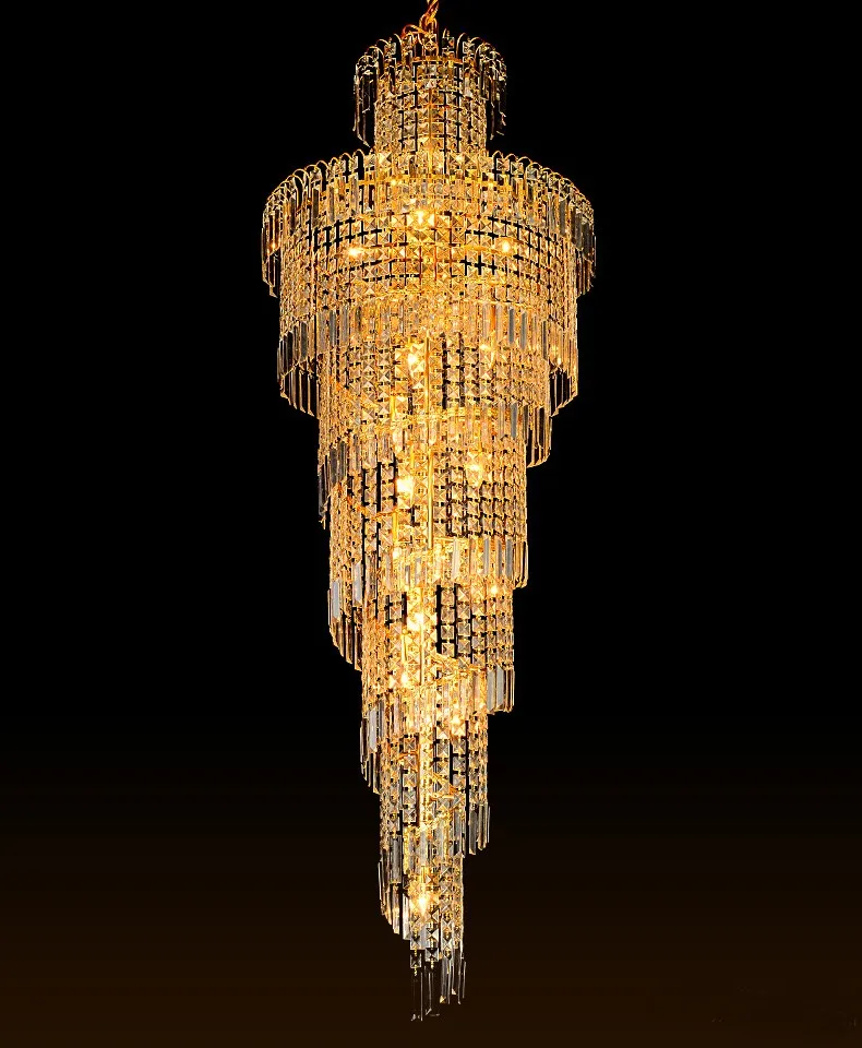 Большая спиральная хрустальная люстра светодиодная подвеска светильник для