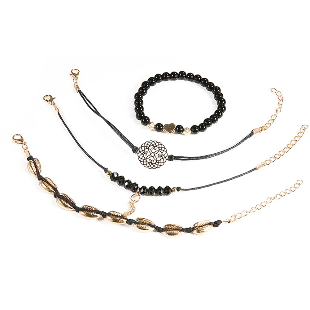 4 шт./компл. Женские многослойные браслеты с бусинами и подвеской в виде Луны