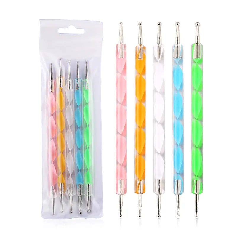 5PCS SET Модельеры для дизайна ногтей кисть для рисования ручка для рисования дизайн ногтей в домашних условиях УФ Гель-лак для рисования Инструменты для ногтей удлинитель строитель ручка - Цвет: 5PCS SET