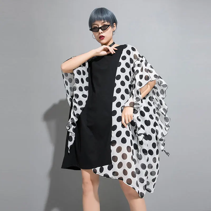 CHICEVER летняя уличная одежда лоскутное в горошек с принтом женское платье круглым