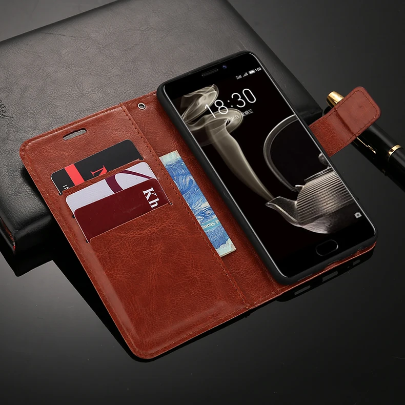 Для Meizu Pro 7 5 2 &quotПремиум кожаный бумажник чехол подставка для карт Plus 7&quot|case for