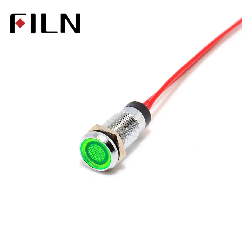 FILN 8mm panel red yellow blue green white 12v 110v 24v 220v led metal pilot lamp with 20cm cable | Освещение