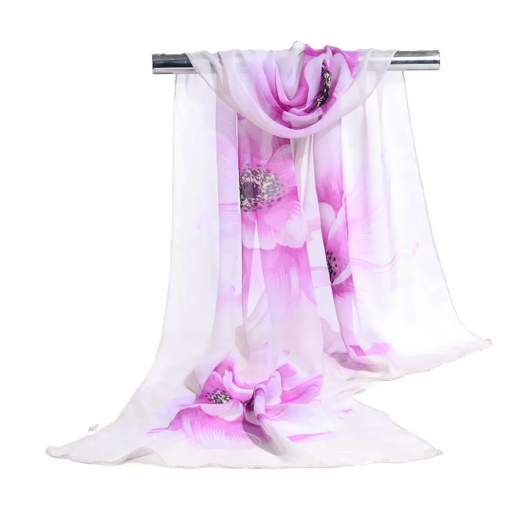Женский шелковый шарф роскошный женский шифоновый из полиэстера с цветочным