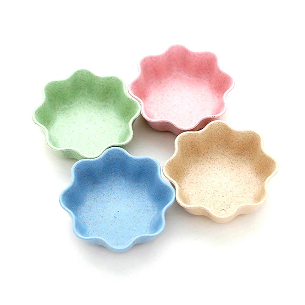 Flower shape Милые мини пигменты в форме цветка чаша Пшеничная солома пластиковый поднос для соевого соуса уксус Джем посуда Кухня маленькая тарелка посуда подарок - Цвет: Flower shape