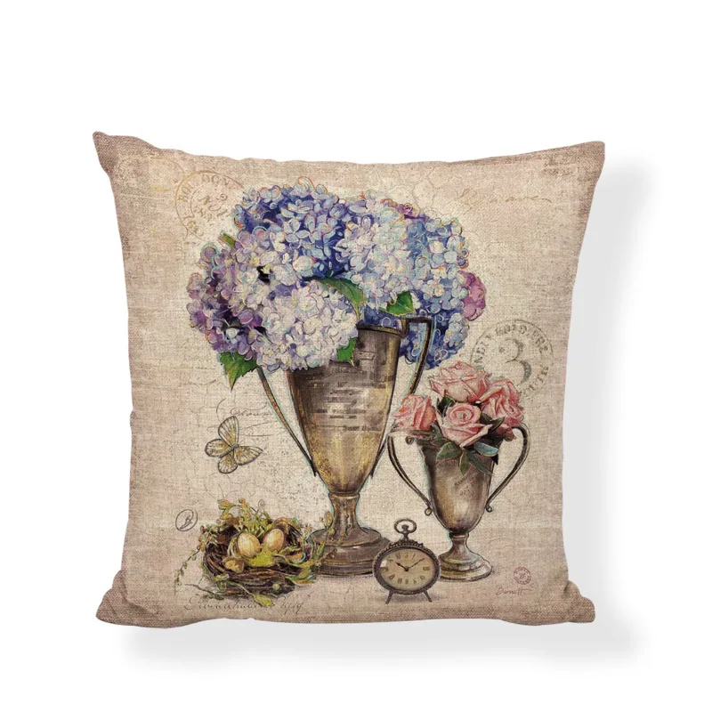 Винтаж цветок бутылка наволочка телефон Typewrite Камера размером 45*45 см Nordic Стиль