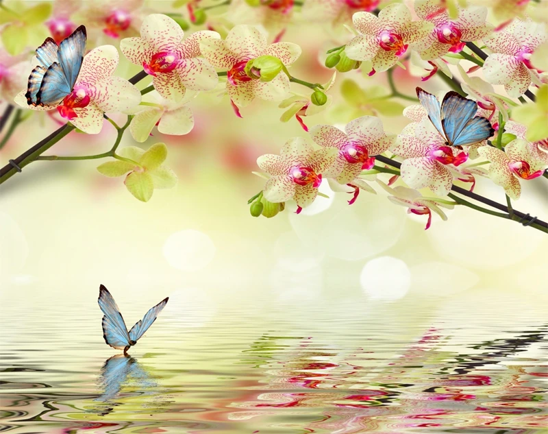 3d-занавеска с принтом блокировки занавеска на окно водной стороны и бабочкой для