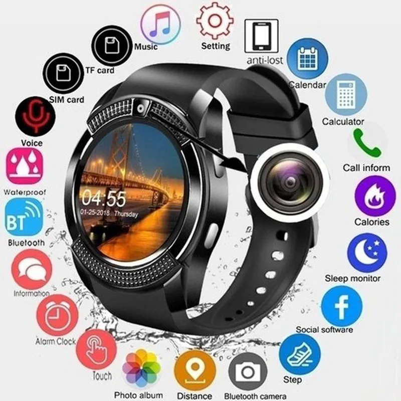 Умные часы Y1 Bluetooth Android телефонные звонки GSM Sim дистанционная камера дисплей